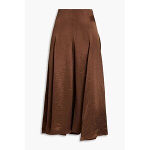 NWT Vince Paneled Satin Slip Midi in Verona Brown A-line Skirt 10 $345